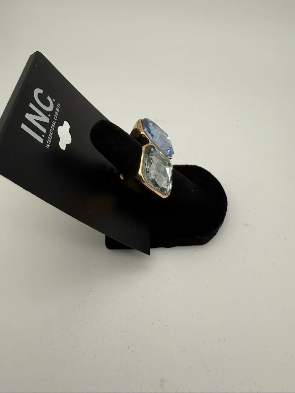 INC International Concepts Gold-Tone Ring with Blue and Clear Gemstones